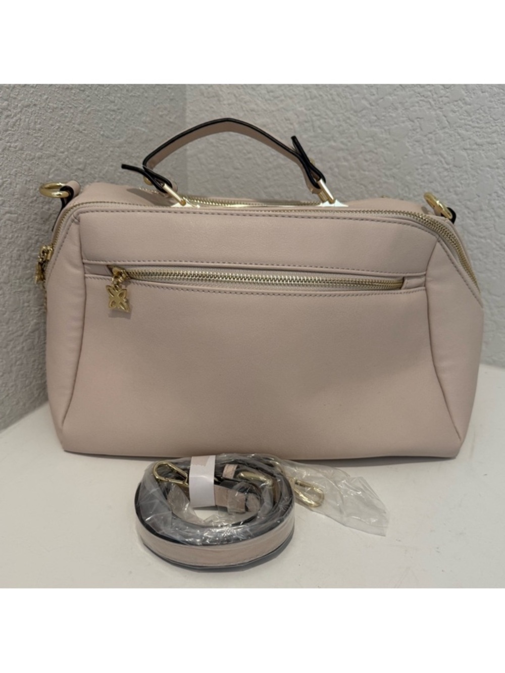 BCBGeneration Cream White Crossbody Bag Satchel Vegan Leather